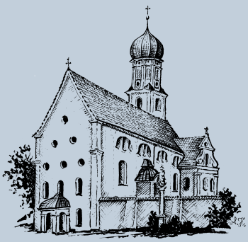 St. Ulrich - Federzeichnung von Albert Hpfl, Geltendorf